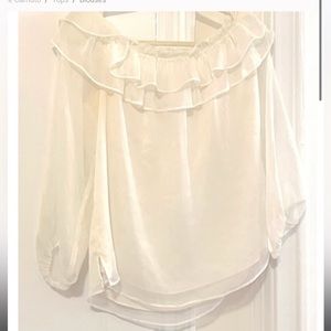 Vince Camuto Semi Sheer Lined Off White Blouse M